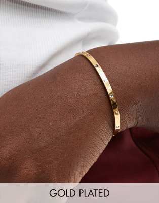 ASOS DESIGN Curve - Armreif mit 14-Karat-Vergoldung und Strassdetail-Goldfarben