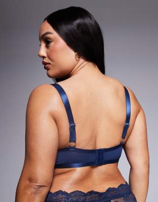 Asos Curve Asos Design Curve Ashley Lace Underwire Bra In Navy