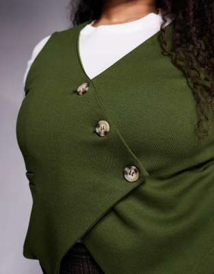 Asos Curve Asos Design Curve Asymmetric Vest Top In Green