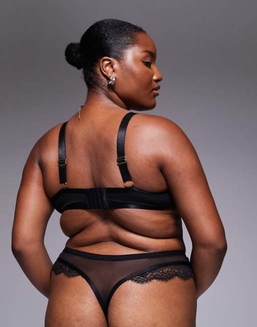 ASOS DESIGN Curve - Aurora - Perizoma in pizzo nero, 3 di 4