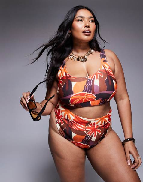 ASOS DESIGN Curve Ava bikini in tropical print - view 1