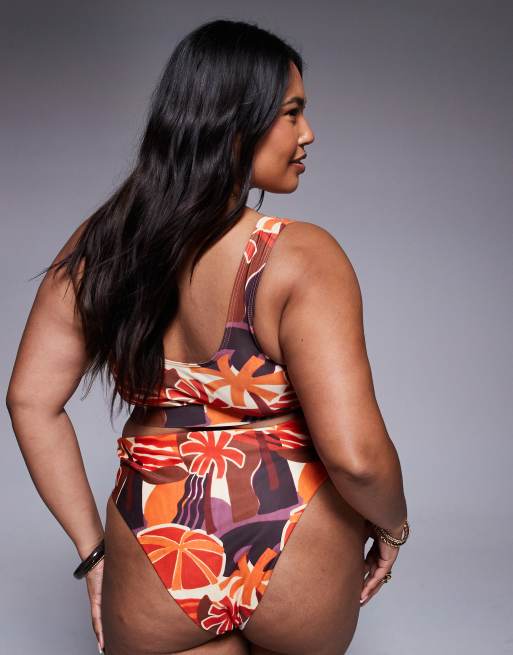 ASOS DESIGN Curve - Ava - Cropped bikinitop med tropisk print, 3 af 4