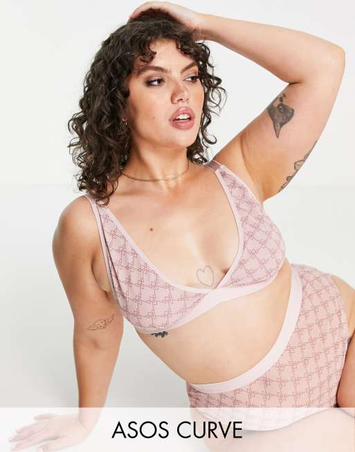 Ava printed mesh set in pink, 2 of 3