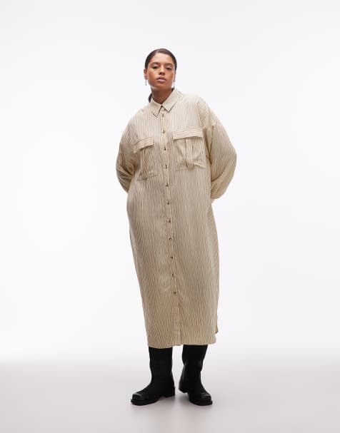 ASOS DESIGN Curve – Avslappnad skjortklänning i maxilängd med fickor - view 1