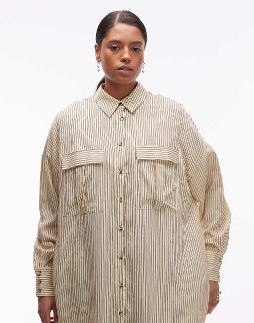 ASOS DESIGN Curve – Avslappnad skjortklänning i maxilängd med fickor, 3 av 4