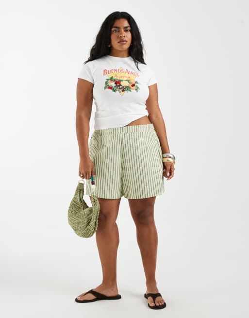 ASOS DESIGN Curve baby tee with beaded Buenos Aires fruit graphic in white, 2 of 4