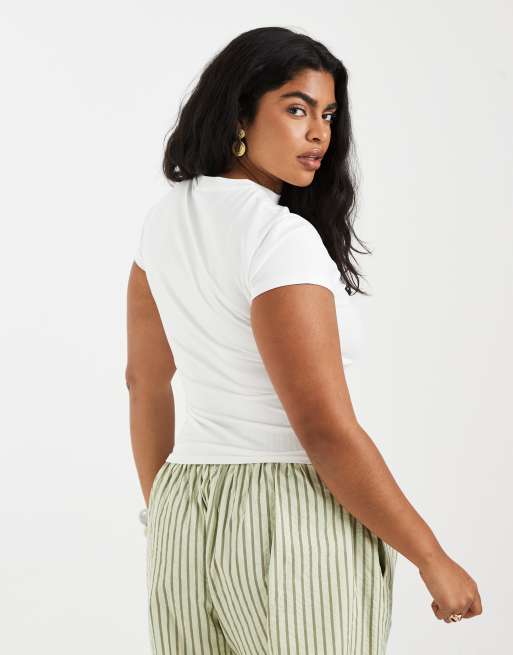 ASOS DESIGN Curve baby tee with beaded Buenos Aires fruit graphic in white, 4 of 4