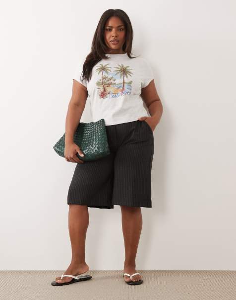 ASOS DESIGN Curve baby tee with Costa Rica holiday graphic in ice marl - view 1