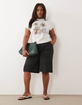 Asos Curve Asos Design Curve Baby Tee With Costa Rica Vacation Graphic In Gray