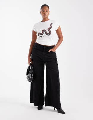 Asos Curve Asos Design Curve Baby Tee With Halloween Snake Graphic In White