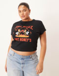 [ASOS Curve] ASOS DESIGN Curve baby tee with honey bees graphic in black 2XL BLACK