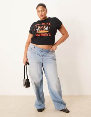Asos Curve Asos Design Curve Baby Tee With Honey Bees Graphic In Black