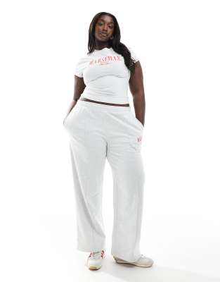 Asos Curve Asos Design Curve Baby Tee With Marseille Embroidered Graphic In Gray