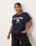 [ASOS Curve] ASOS DESIGN Curve baby tee with milano chenille graphic in navy XL NAVY