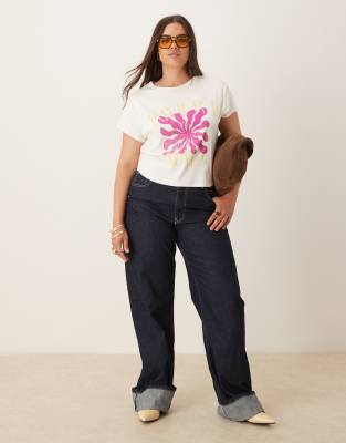 Asos Curve Asos Design Curve Baby Tee With Purple Flower Graphic