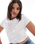 [ASOS Curve] ASOS DESIGN Curve baby tee with rodeo baby hotfix graphic in white 3XL WHITE
