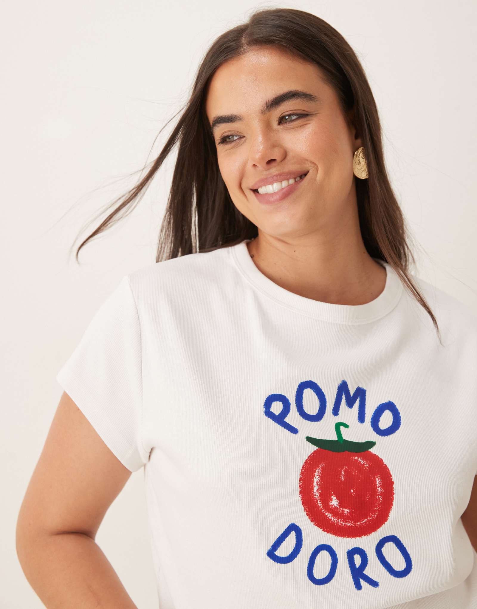 Детская футболка ASOS DESIGN Curve с рисунком помидора белого цвета