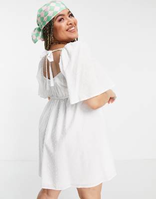 asos white wrap textured smock dress