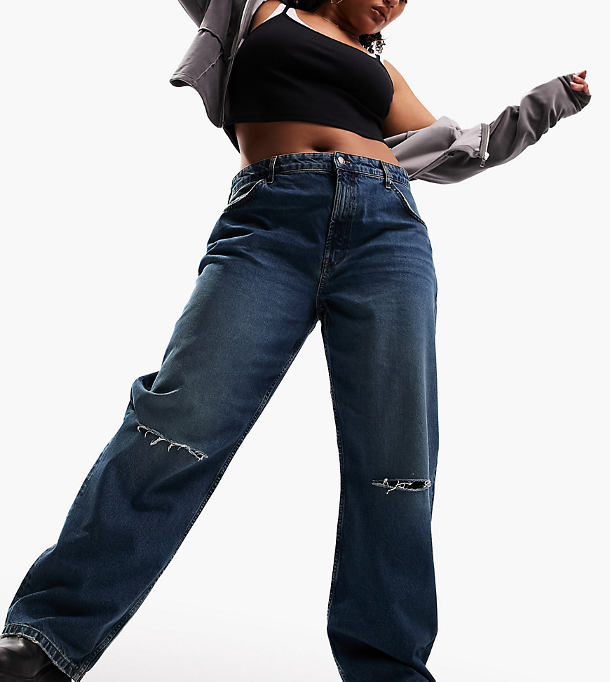 Jeans by ASOS Curve The denim of your dreams Boyfriend fit High rise Belt loops Five pockets Ripped knees
