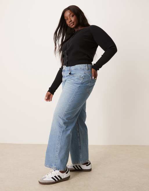 ASOS DESIGN Curve baggy jeans in light wash