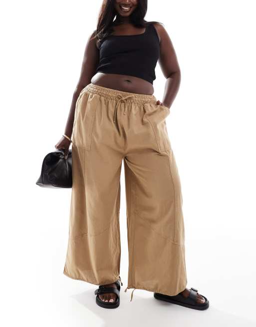 ASOS DESIGN Curve baggy pull on pants in washed sage green