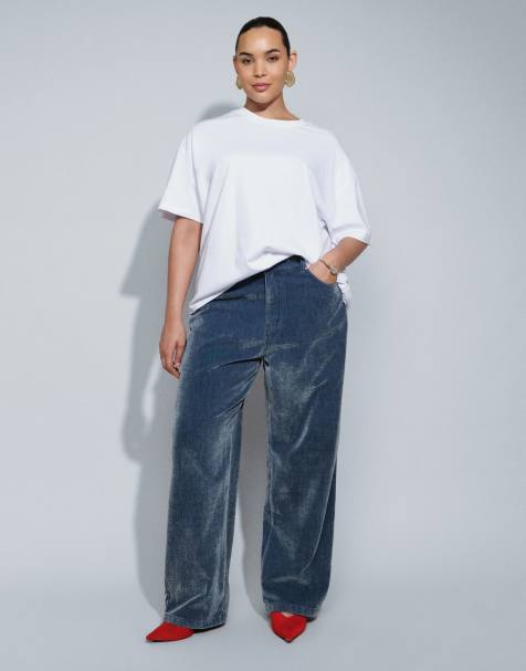 ASOS DESIGN Curve baggy wide leg jean in flocking - view 1