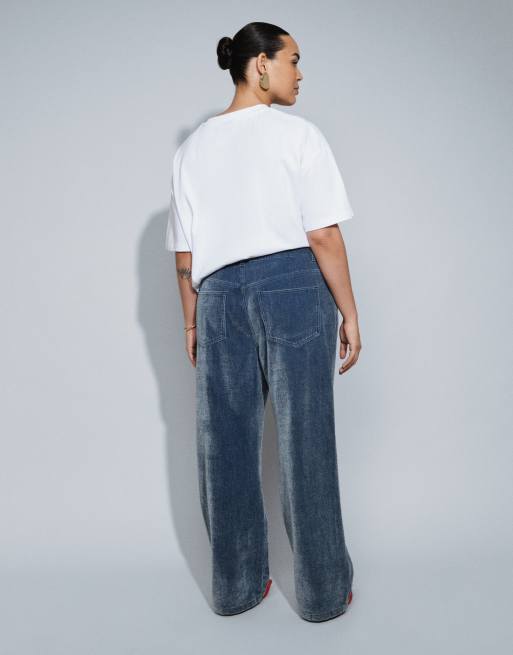 ASOS DESIGN Curve baggy wide leg jeans in flocking, 3 of 5