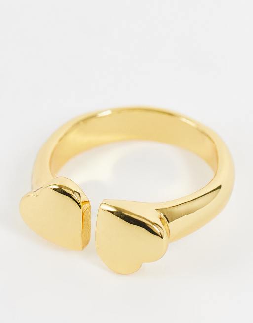 ASOS DESIGN Curve - Bague à double cœur en plaqué or 14 carats, 4 de 4