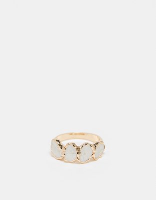 ASOS DESIGN Curve - Bague avec perles nacrées - Doré