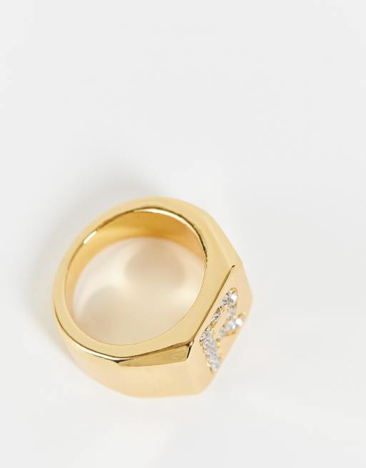 ASOS DESIGN Curve - Bague en plaqué or 14 carats avec initiale « R », 4 de 4