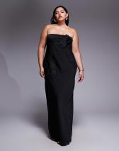 ASOS LUXE Curve floral embellished cage skirt mini dress in black