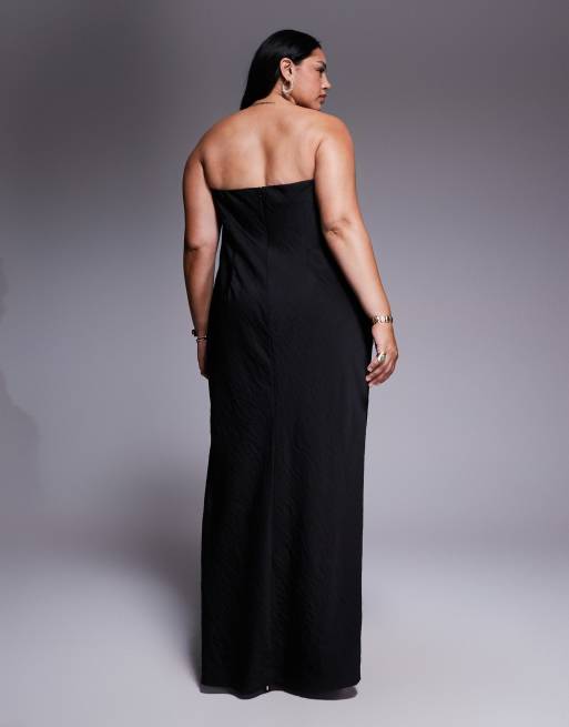 ASOS DESIGN Curve bandeau flower applique midaxi dress in black