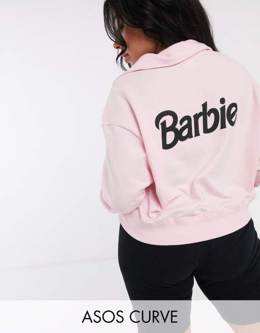ASOS DESIGN Curve – Barbie – Set med tröja med ståkrage och leggingshorts, 2 av 3