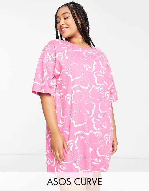 ASOS DESIGN Curve – Barbie x Hello Kitty – Rosa sovtröja