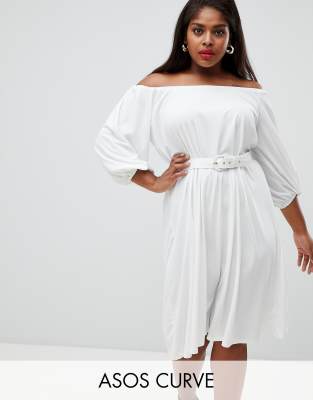 asos curve white dress