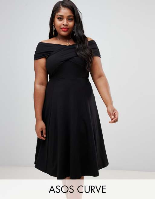 ASOS DESIGN Curve bardot midi skater dress | ASOS