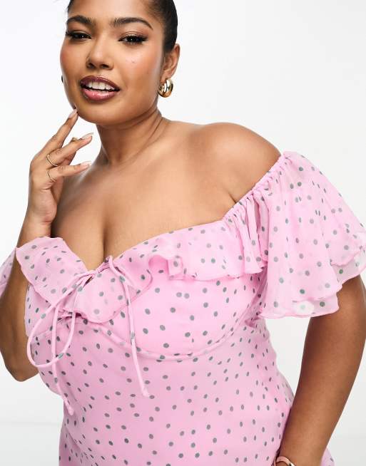 ASOS CURVE Asymmetric Longline Top in Sheer Spot