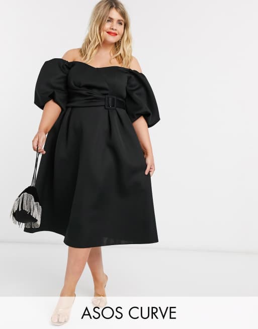 Asos curve black dress sale