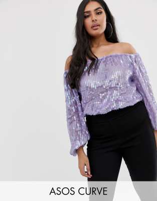 sequin bardot top