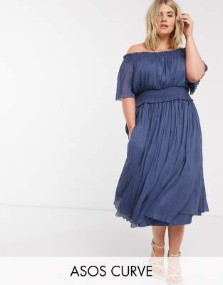 asos curve blue dress