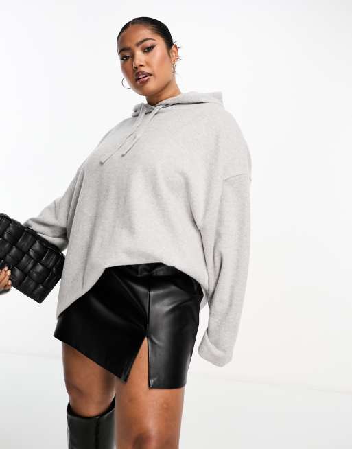 ASOS DESIGN Curve – Bardzo miękka bluza z kapturem oversize w szarym melanżowym kolorze