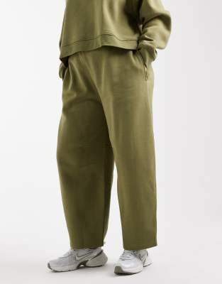 Asos Curve Asos Design Curve Barrel Leg Brushback Sweatpants In Green