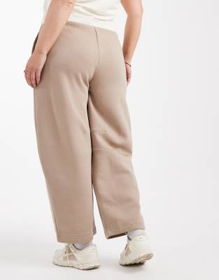 Asos Curve Asos Design Curve Barrel Leg Brushback Sweatpants In Brown