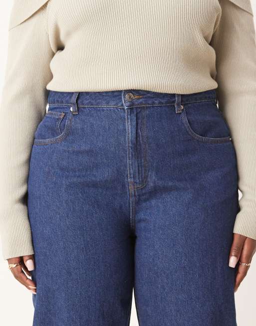 ASOS DESIGN Curve barrel leg jeans in indigo, 5 of 5