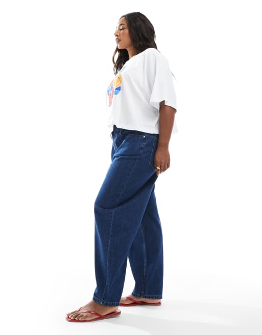 ASOS DESIGN Curve barrel leg jeans in rinse