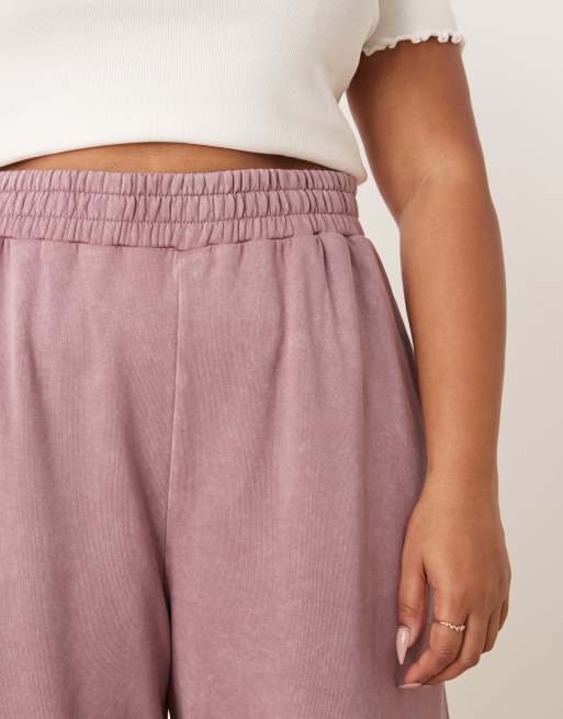 ASOS DESIGN Curve – Barrel Leg Jogginghose in gewaschenem Lila, 3 von 5