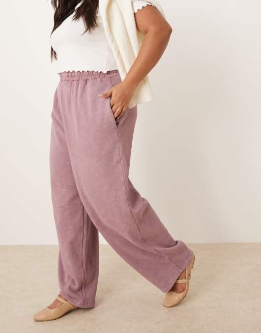ASOS DESIGN Curve – Barrel Leg Jogginghose in gewaschenem Lila, 5 von 5