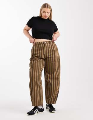 Asos Curve Asos Design Curve Barrel Leg Pants In Brown
