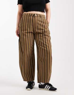 Asos Curve Asos Design Curve Barrel Leg Pants In Brown