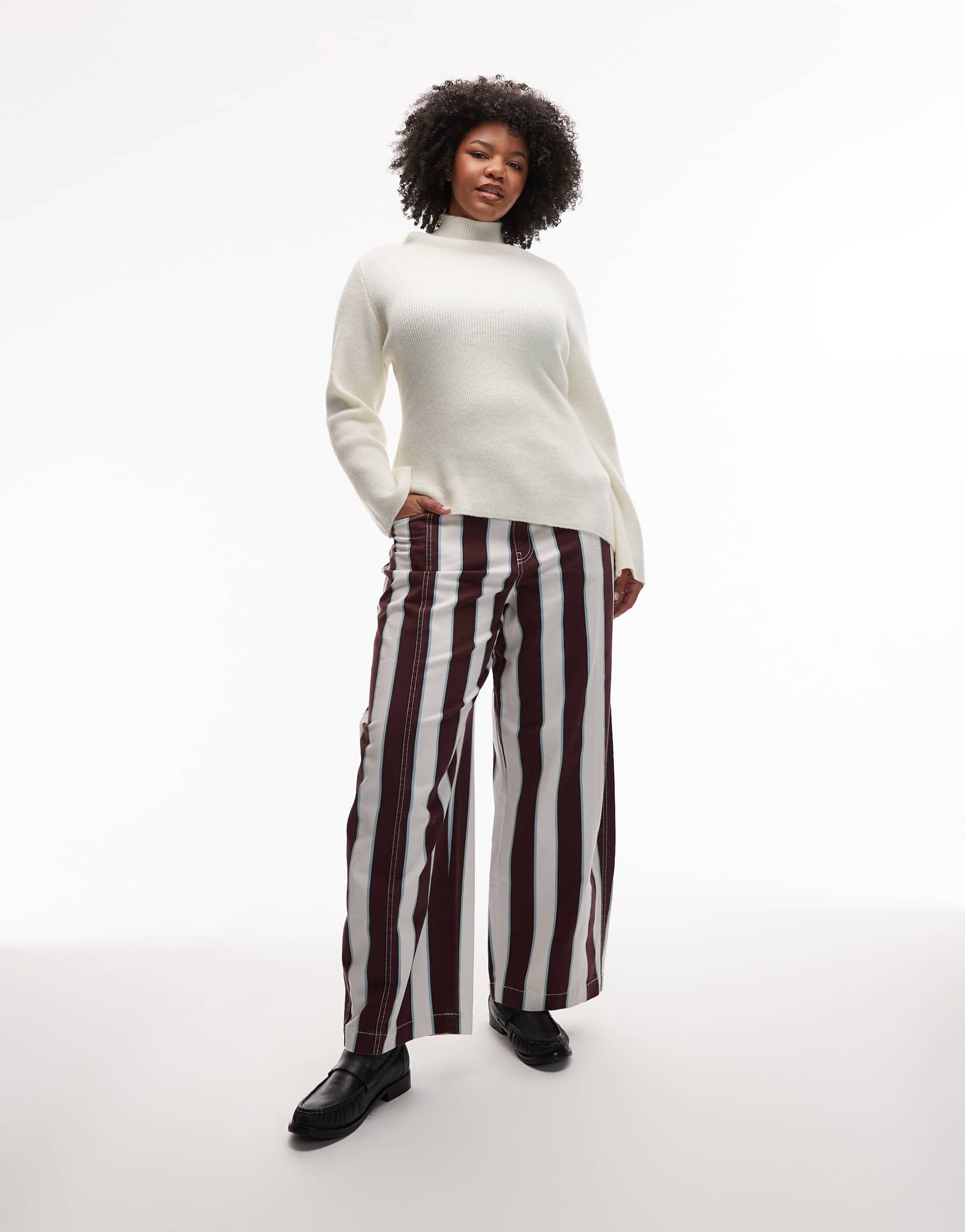 asos design curve barrel pants in stripe